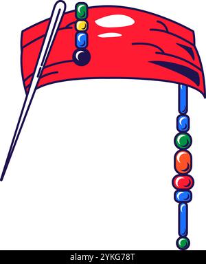 Vector graphic illustration of a pirate bandana with bead chain in cartoon style. Headwear for party or carnival. The icon is perfect for web design, Stock Vector