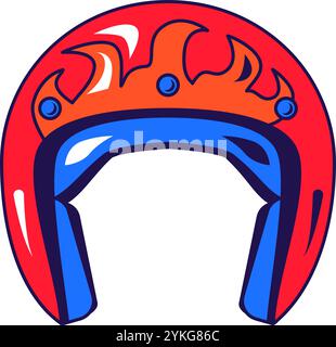 Vector graphic illustration of motorcycle helmet in cartoon style. Headwear for safe drive. The icon is perfect for web design, decorative elements, p Stock Vector