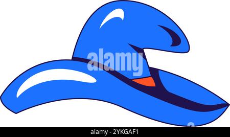 Vector graphic illustration of sorcerer hat in cartoon style. Headwear for party or carnival. The icon is perfect for web design, decorative elements, Stock Vector