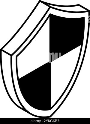 Security Shield, Crime Prevention and Home Security Black and White Isometric Icon, Vector Illustration Stock Vector