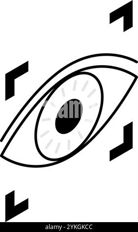Iris authentication, Crime Prevention and Home Security Black and White Isometric Icon, Vector Illustration Stock Vector