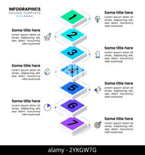 Infographic template with icons and 7 options or steps. Can be used for workflow layout, diagram, banner, webdesign. Vector illustration Stock Vector