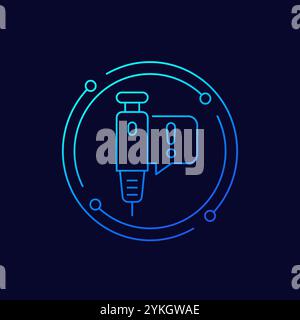 insulin injection icon, linear design Stock Vector