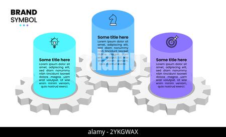 Infographic template with icons and 3 options or steps. Gears. Can be used for workflow layout, diagram, banner, webdesign. Vector illustration Stock Vector