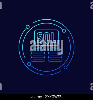 SQL servers icon, linear design Stock Vector