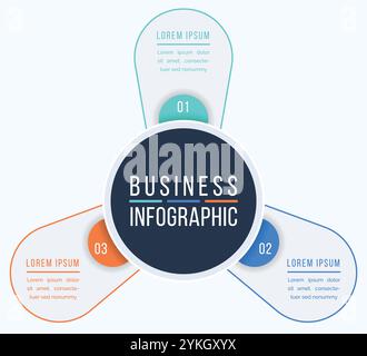 Infographic design 3 steps, objects, elements or options business information template Stock Vector