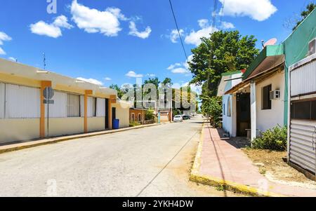 Small village with streets houses churches and public places in Kantunilkin Lazaro Cardenas in Quintana Roo Mexico Stock Photo