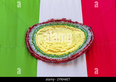 Mexican flag green white red in the center of Mexico City in Mexico Stock Photo