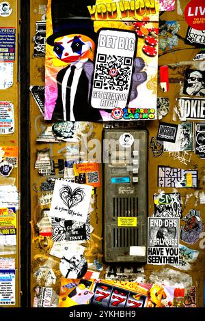 Graffiti along Brick Lane, London, showing the creativity and cultural diversity of the road. Stock Photo