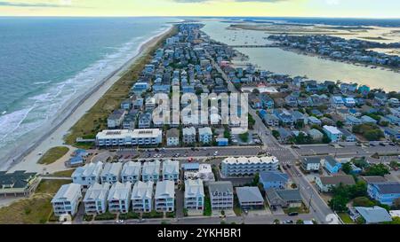 Aerial view of Wilmington North Carolina historic district along the ...