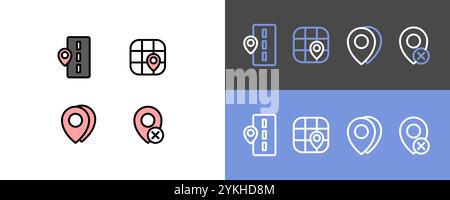 Navigation and location symbol set - GPS location icon symbols Stock Vector