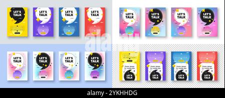 Lets talk tag. Connect offer sign. Poster templates design with quote, comma. Vector Stock Vector