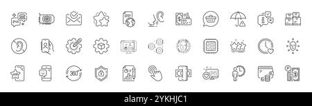Report document, Dating and Gpu line icons. For web app, printing. Line icons. Vector Stock Vector