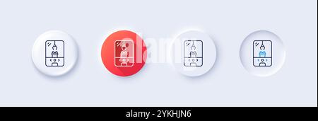 Crane claw machine line icon. Amusement park sign. Line icons. Vector Stock Vector