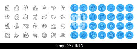 Charging station, Inspect and Diesel canister line icons pack. For web app. Color icon buttons. Vector Stock Vector