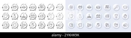 Dishes, Spoon and Wash hand line icons. For web app, printing. Line icons. Vector Stock Vector