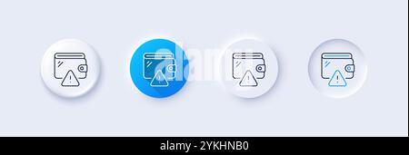Wallet line icon. Neumorphic, Blue gradient, 3d pin buttons. Money purse sign. Cash budget symbol. Line icons. Neumorphic buttons with outline signs. Stock Vector
