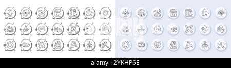 Night mattress, Cut tax and Startup line icons. White pin 3d buttons, chat bubbles icons. Pack of 360 degrees, Love book, Pizza icon. Vocabulary, Spea Stock Vector