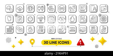 Report statistics, Time and Healthcare calendar line icons pack. For web app. 3d design elements. Vector Stock Vector