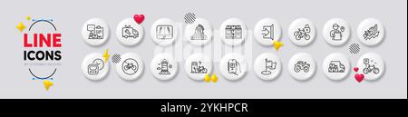 Delivery truck, Car service and Parking app line icons. For web app, printing. White buttons 3d icons. Vector Stock Vector