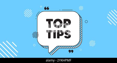 Top tips symbol. Education faq sign. Chat speech bubble banner. Vector Stock Vector