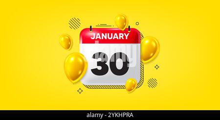 January, 30th calendar icon vector, concept of schedule, business and ...