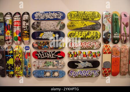 Urban Street Art. Graffiti skateboard wall art concept in Graffiti museum in Wynwood neighborhood in Miami, Florida, USA Stock Photo