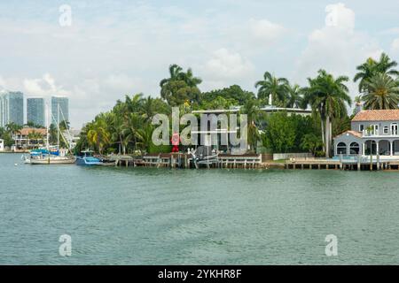 Luxurious mansion of celebrities on Star Island in Miami FL USA Stock Photo