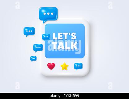 Lets talk tag. Connect offer sign. Social media post 3d frame. Vector Stock Vector