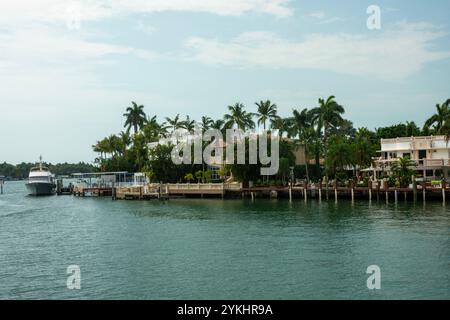 Luxurious mansion of celebrities on Star Island in Miami FL USA Stock Photo