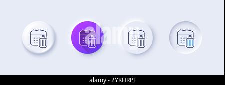 Baggage calendar line icon. Travel luggage bag sign. Line icons. Vector Stock Vector