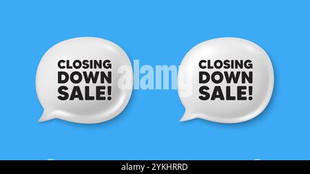 Closing down sale. Special offer price sign. Chat speech bubble 3d icons. Vector Stock Vector