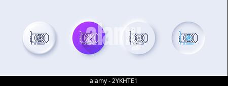 Gpu graphic card line icon. Computer component hardware sign. Line icons. Vector Stock Vector
