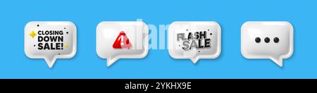Offer speech bubble 3d icons. Closing down sale. Special offer price sign. Advertising discounts symbol. Closing down sale chat offer. Flash sale, dan Stock Vector