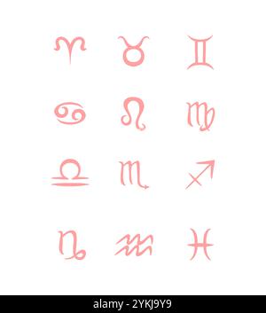 Set of Zodiac symbols, simple horoscope icons vector illustration for design Stock Vector