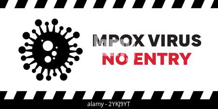 Monkeypox virus cells outbreak wide medical banner. Monkey pox virus cells on white science background. Monkeypox microbiological wide background Stock Vector