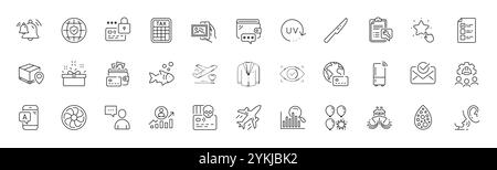 Ranking star, Fan engine and Lock line icons. For web app, printing. Line icons. Vector Stock Vector