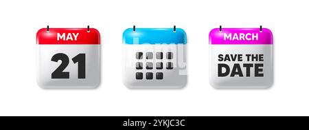 21th day of the month icon. Event schedule date. Calendar save the date 3d icon. Vector Stock Vector