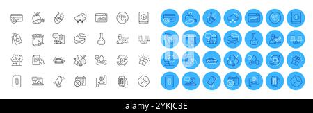 Pie chart, Attachment and Green energy line icons pack. For web app. Color icon buttons. Vector Stock Vector