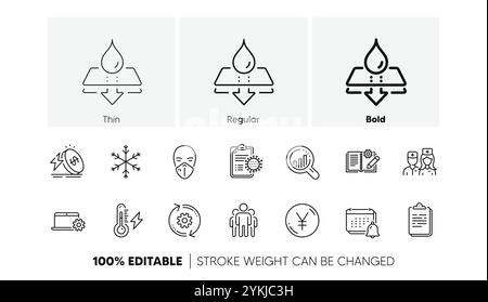 Group, Coronavirus report and Cogwheel line icons. For web app, printing. Line icons. Vector Stock Vector