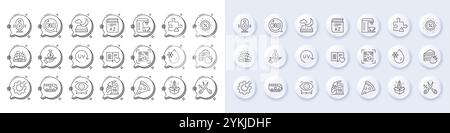 Night mattress, Cut tax and Startup line icons. For web app, printing. Line icons. Vector Stock Vector