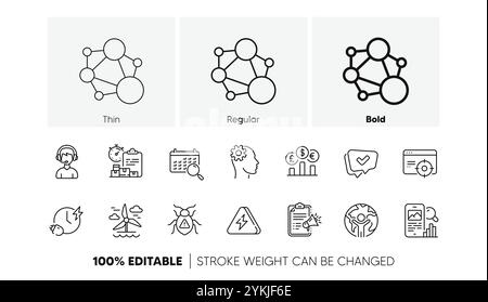 Currency rate, Charging time and Megaphone checklist line icons. For web app, printing. Line icons. Vector Stock Vector