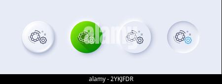 Gears line icon. Teamwork cogwheel sign. Working process. Line icons. Vector Stock Vector