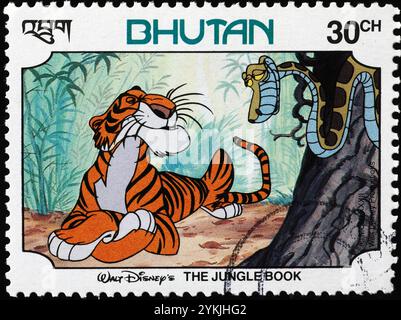 Shere Khan and Kaa from the jungle book by Disney on stamp Stock Photo