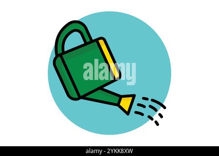 Watering can icon. colored outline icon style. icon related to gardening. gardening tools elements vector illustration Stock Vector