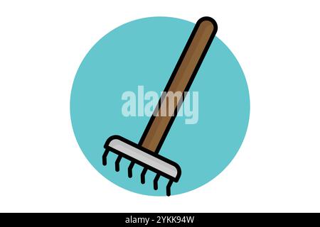 Rake icon. colored outline icon style. icon related to gardening. gardening tools elements vector illustration Stock Vector