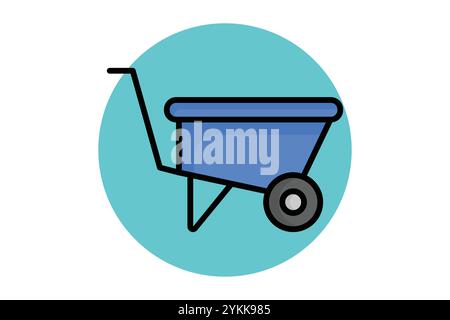 Wheelbarrow icon. colored outline icon style. icon related to gardening. gardening tool elements vector illustration Stock Vector