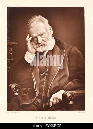 Portrait of French Writer Victor Hugo, Vintage Archive Photograph by Etienne Carjat, circa 1880s Stock Photo