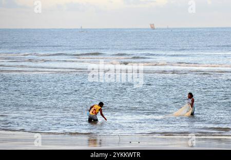 Malagasy women fishing in the Mozambique channel. Photo taken in Morondava, Madagascar. Stock Photo