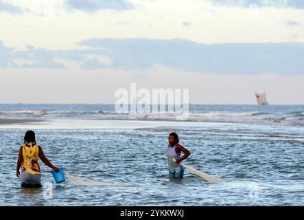 Malagasy women fishing in the Mozambique channel. Photo taken in Morondava, Madagascar. Stock Photo